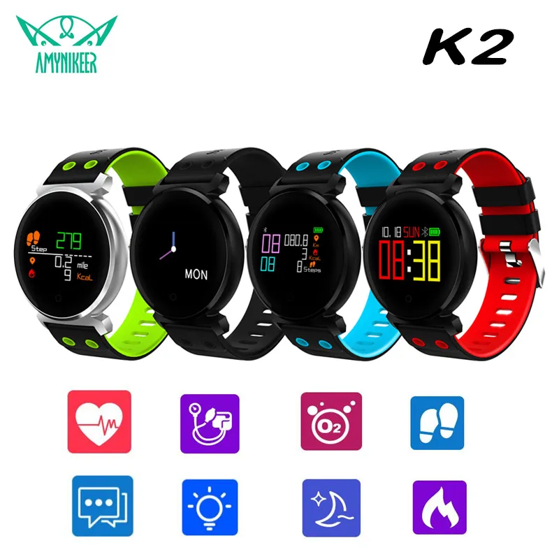 

Smart Bracelet Watch K2 0.95 inch OLED screen Blood Pressure Heart Rate Monitor Blood oxygen detection Waterproof pk kw18 y1