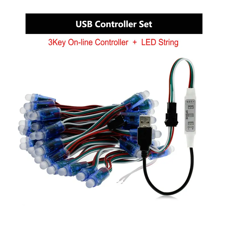 WS2811 RGB светодиодный модуль IP68 Водонепроницаемый DC5V полноцветный светодиодный пиксельный модуль световые огни 50 пикселей/штука с 17key контроллером - Цвет: 3key Controller Set