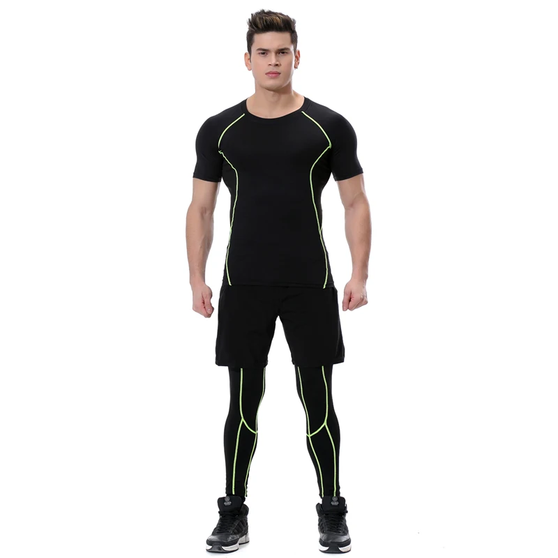 BINTUOSHI 3 Pieces Mens Sports Suits Running Clothes For Men Short