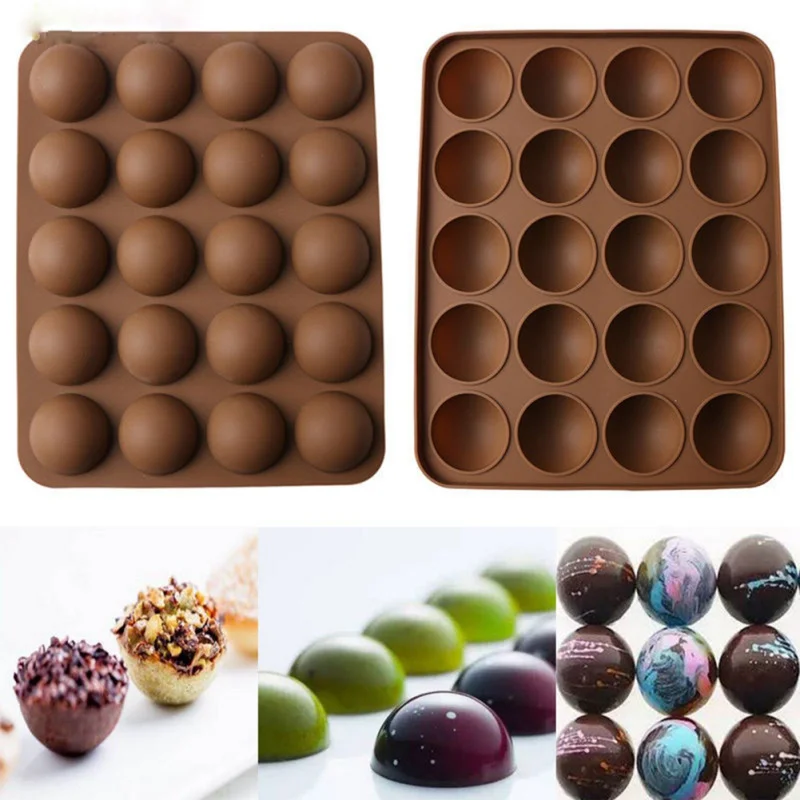 

Cake Tools Non-Stick 20-Half Ball Shaped Mini Truffles Silicone Mold For Chocolate Mould Baking Truffle Dessert Cake Decor