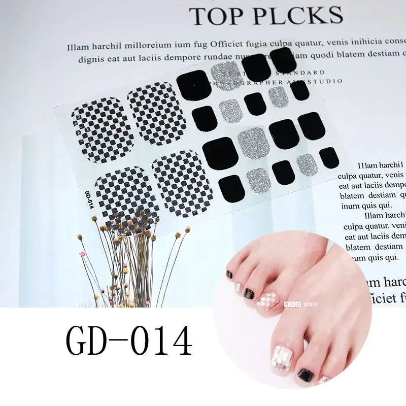 22 советы Корея/японский дизайн Toenail стикер полное покрытие водонепроницаемый стикер для ногтей Обертывания носок для ногтей DIY Дизайн