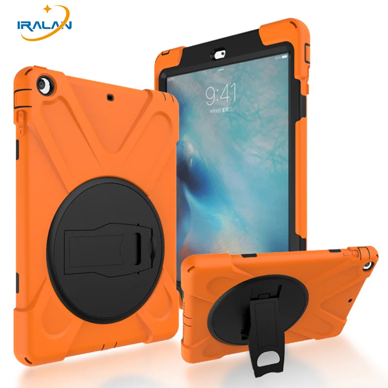 

2017 New Kids 360 Rotatable Safe Case for Apple Ipad Air 1 9.7Heavy Duty Shockproof back Cover for Ipad 5+Screen film+Stylus pen