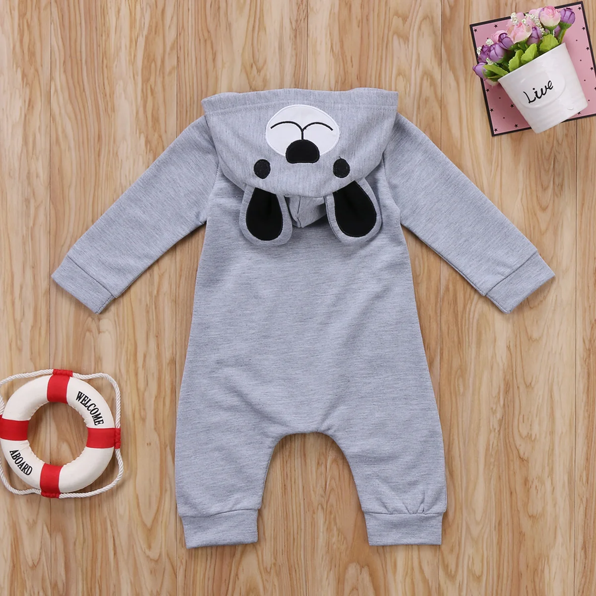 Детский комбинезон с медведем для новорожденных мальчиков и девочек одежда