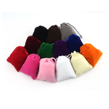 

300PCS / LOT Velvet Storage Package Bag Pure Color Drawstring Bag Women Cute Small Bag Christmas Gift
