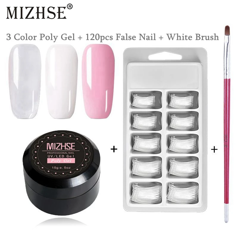 

MIZHSE Poly Gel Tools Set False Nail Tips Model Form Acrylic Polygel Kit Quick Builder Brush Poligel Solution Nails Extension