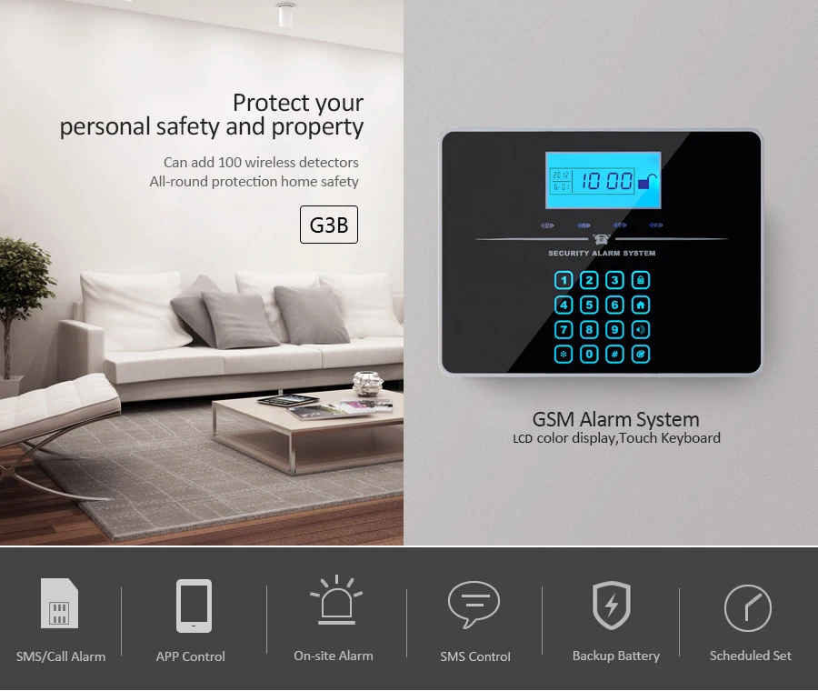 Беспроводная SIM GSM домашняя охранная lcd сенсорная клавиатура GSM система сигнализации комплект датчиков