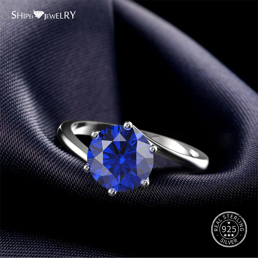 Shipei круглое кольцо с муассанитом для женщин 925 из стерлингового серебра, рубиновое кольцо с драгоценным камнем для помолвки, Подарок на годовщину