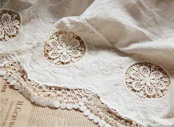 

Cream Cotton Lace Fabric With Retro Floral Hollowed Out Floral Pattern By The Yard