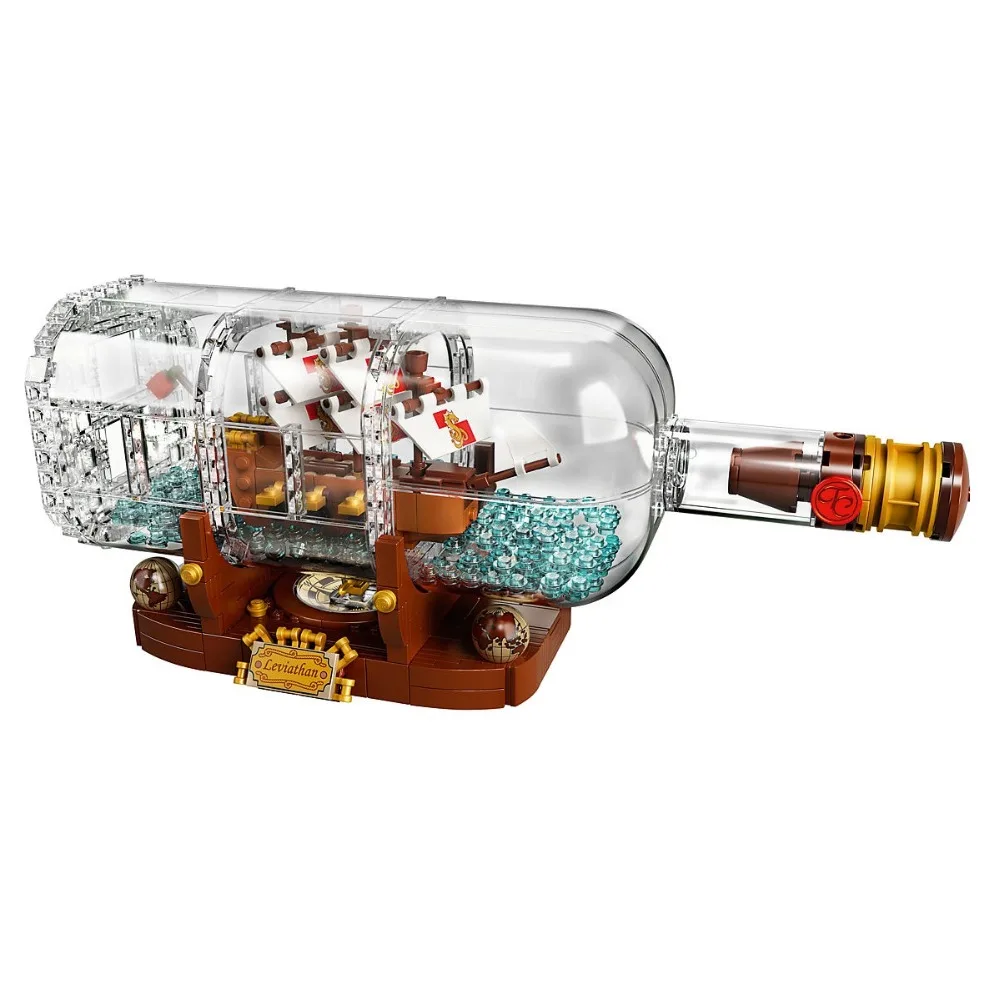 

Lepin Building Blocks Compatible Legoe Ideas 21313 1078PCS Toys for children Ship in a Bottle Bricks Model Kids boy gifts