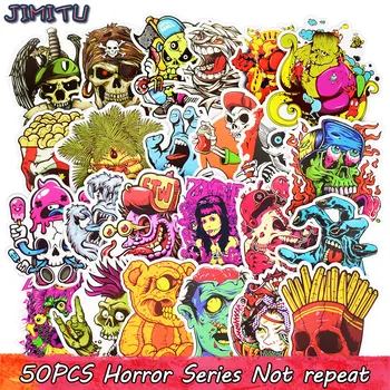 

50pcs Mixed Horror Skeleton Sticker Graffiti Dark Cool Stickers for DIY Luggage Laptop Skateboard Fridge Bicycle Phone Stickers