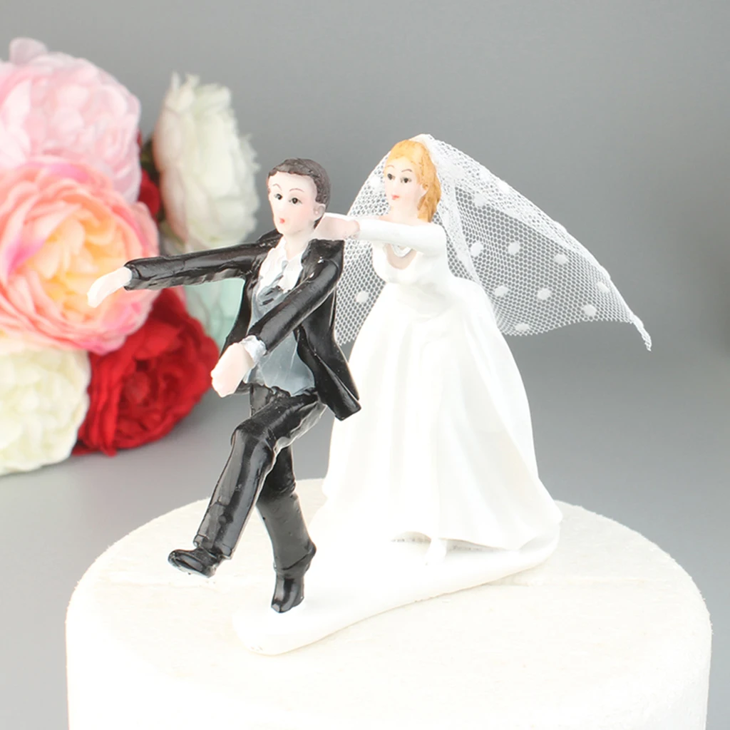 Naughty Reluctant Groom Bride Resin Figurine Wedding Cake Topper Wedding Decor