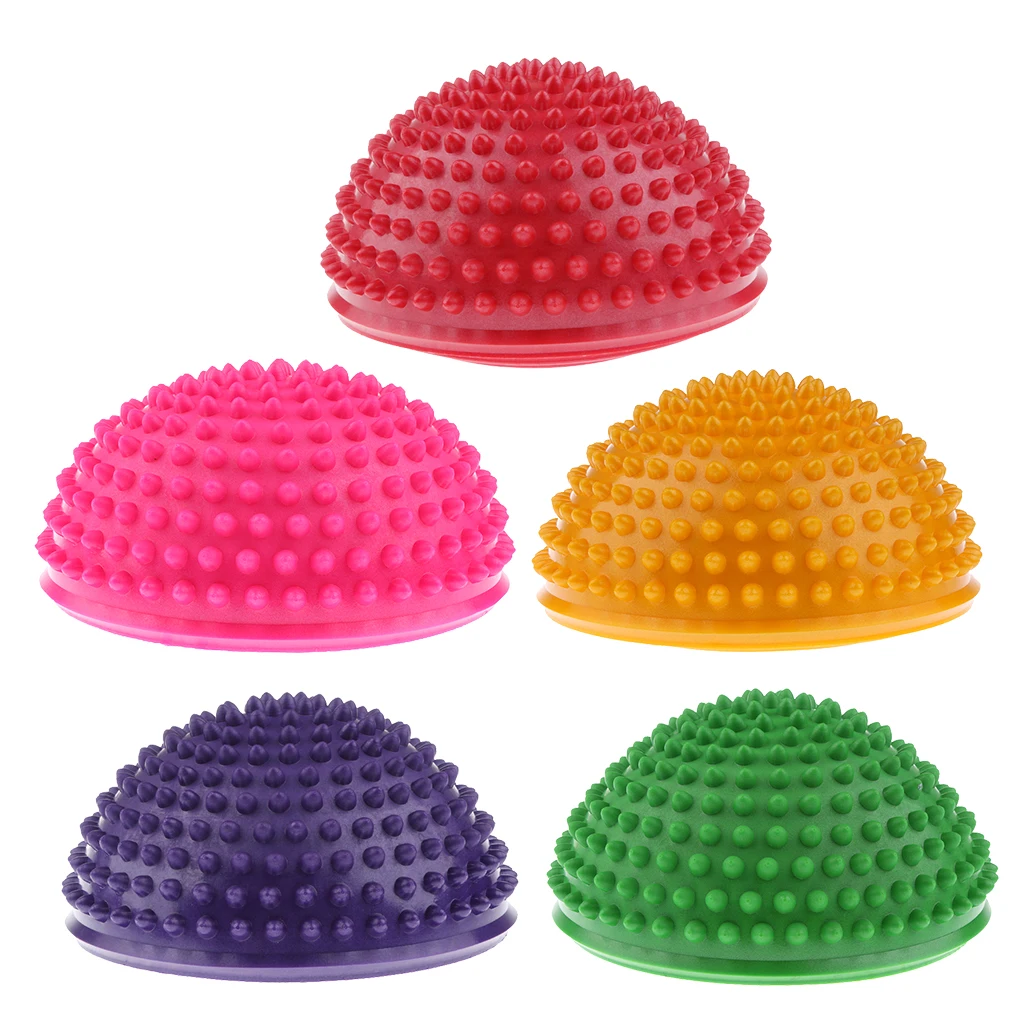 Set of 5 Balance Pods, Yoga Half Ball Dome Balance Trainer, Anti-Slip Hedgehog Exercise Balance Ball for Home and Gym Use