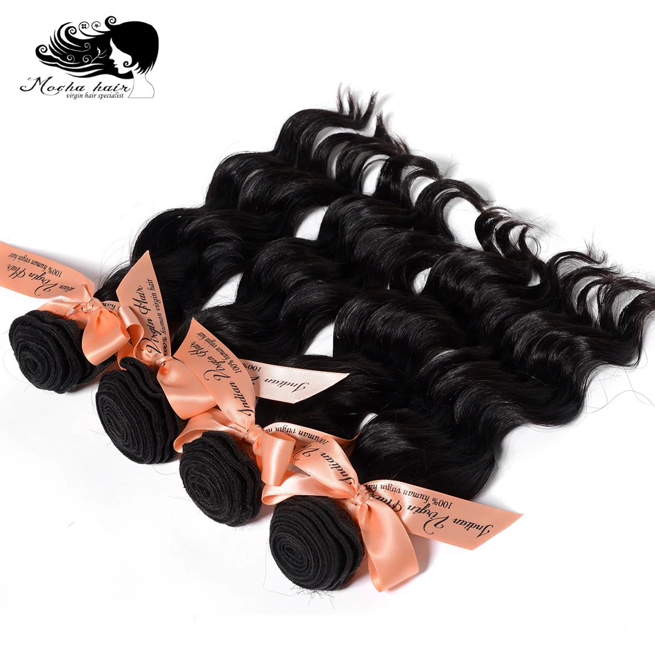 Mocha Hair свободные волна индийский Дева Расширение волос 12 дюймов-26 дюймов природа Цвет 100% человеческих Синтетические волосы соткут