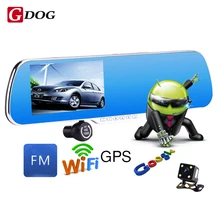 5.0 “IPS сенсорный Android 4.4 Встроенная память FHD1080P Wi-Fi парковка Видеорегистраторы для автомобилей S зеркало заднего вида видеомагнитофон Видеорегистраторы для автомобилей Двойной объектив Камера двойной