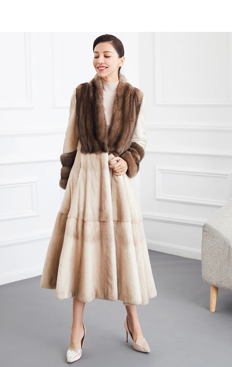 Натуральное меховое пальто для женщин, роскошный мех соболя, русская зимняя натуральная куница, норковая шуба, Высококачественная меховая одежда для женщин NPI 80110B