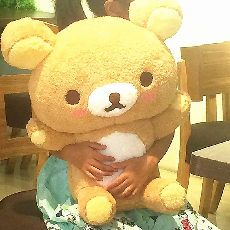 55 гигантский Медведь Rilakkuma, Плюшевый игрушки в натуральную величину расслабляющий Медведь Подушка куклы мягкие животные День Святого Валентина&#39s подружка Gif - Цвет: Оранжевый