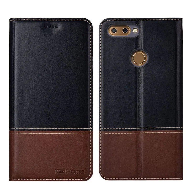 

for ZTE Blade V9 Case Two-tone Flip Genuine Leather Soft Silicon Back Cover for ZTE V9 Cases