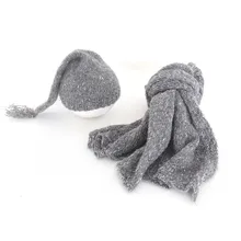 Серая вязаная шапочка для новорожденных, одежда для маленьких мальчиков, цветная эластичная накидка для новорожденных, мягкая Пеленка, вязаное одеяло, вязаная шапка, шапочка, реквизит