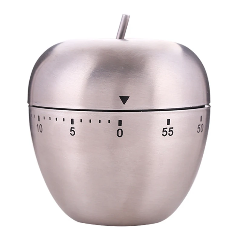 

360 Degree Rotating Mechanical Apple/Egg Kitchen Cooking Timer Countdown 60 Minutes Alarm Stainless Steel Cooking Tool