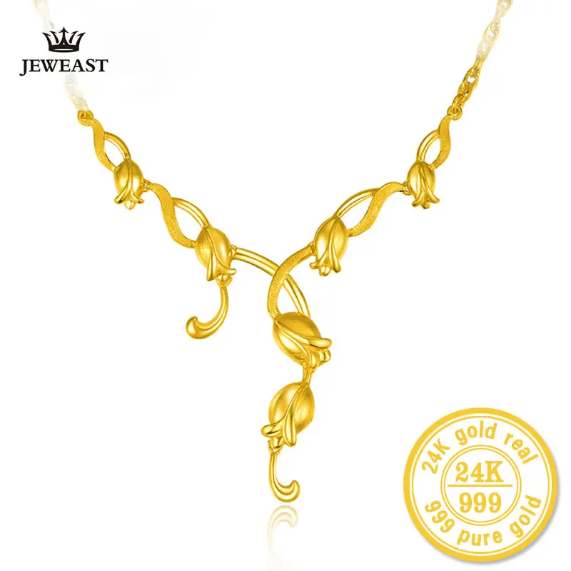 XXX 24k чистое золото ожерелья цветы наборы цепи элегантные и красивые изящные и технологические навыки Горячие Selling999Solid золото