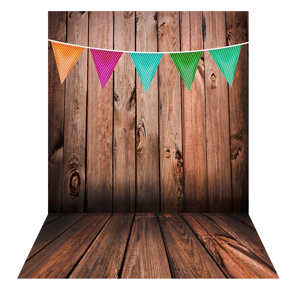 

Andoer 1.5 * 2m Photo Studio Backdrop Wooden Wall Colorful Flag Pattern Photography Background for Portrait Shooting