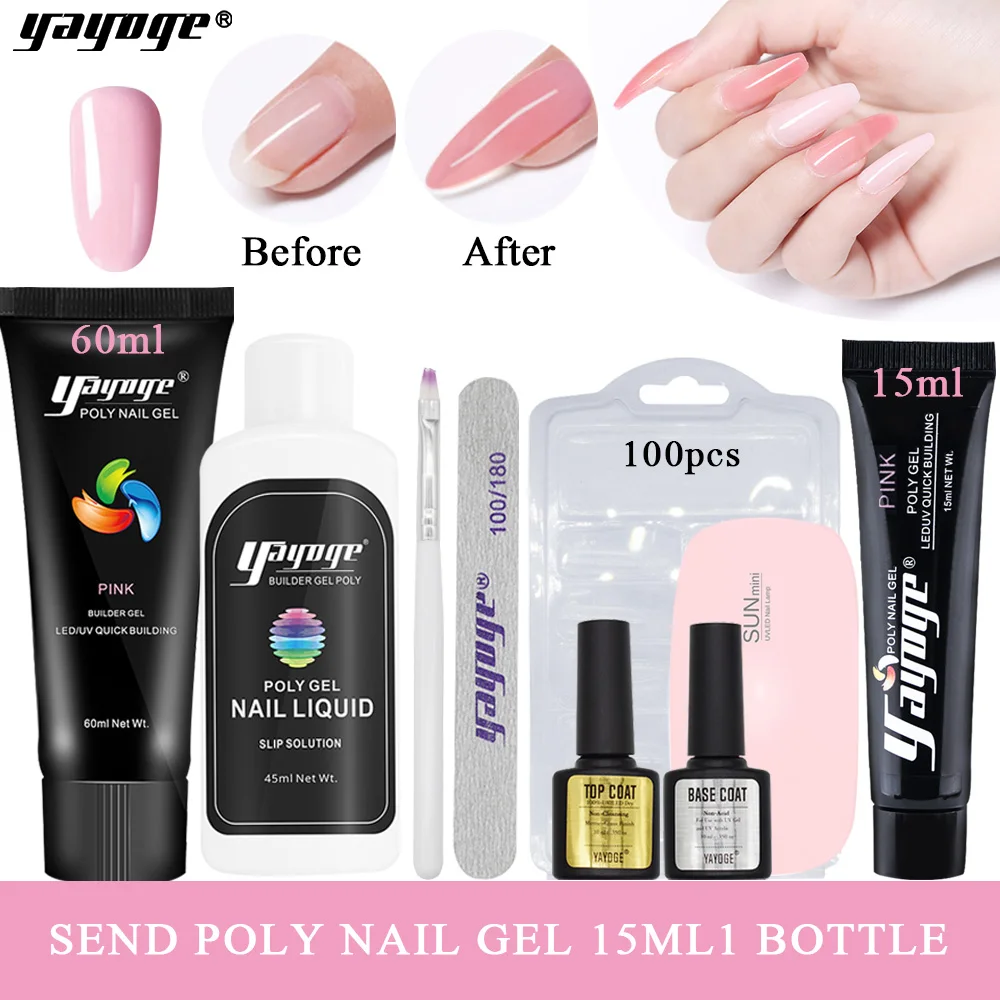 

Yayoge 9 In 1 60ML Poly Gel Kits Extension UV Gel Nail Polish Set 3 Colors Quick Building Gel For Manicure Salon