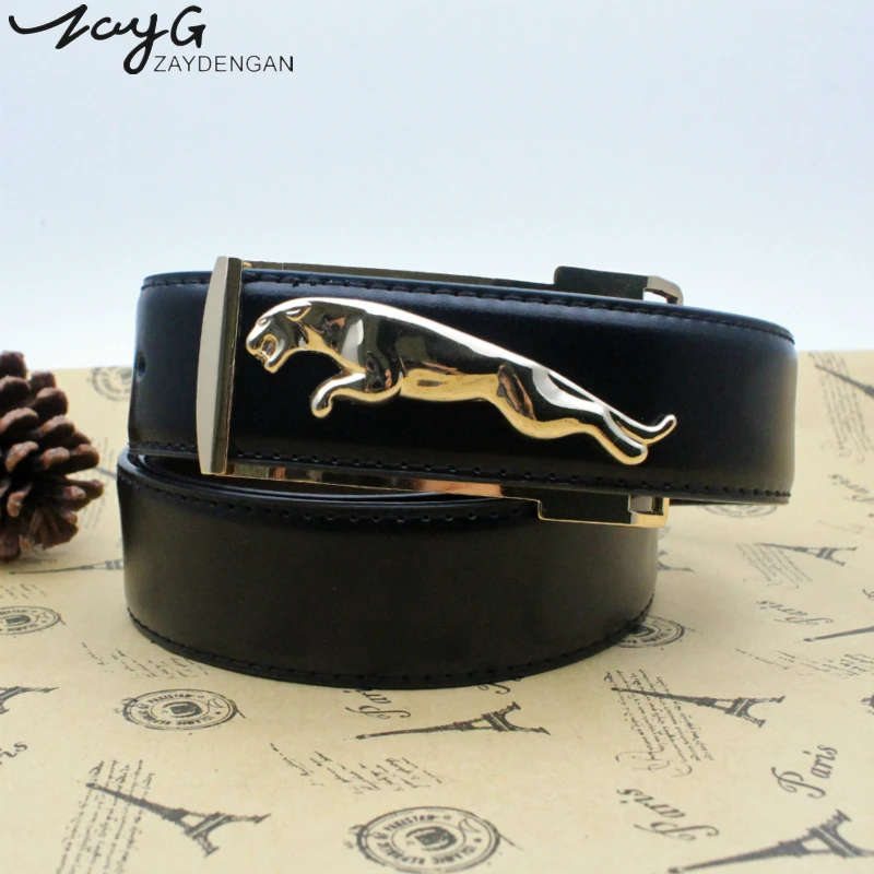 

ZAYG Men Fashion Jaguar Belt Leather Double-sided Color Can Be Replaced At Will Leather Belt Leisure Smooth Steel Buckle Belt