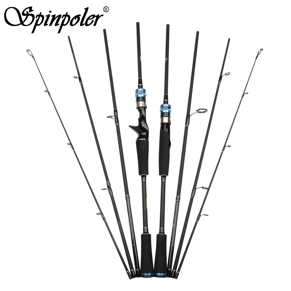 

Cheap 2.1m Spinning Casting Fishing Rod Carbon Travel Lure Spin Baitcasting Pole Line Weight 5-20LB Portable 4 Sections Tackle