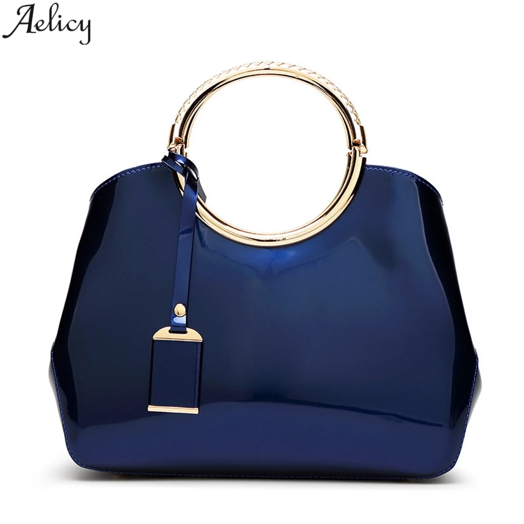 

Aelicy Casual Patent Leather Clutch Totes Women Elegant Solid Zipper Bag Shoulder Bag Designed Stylish Large Capacity Bags