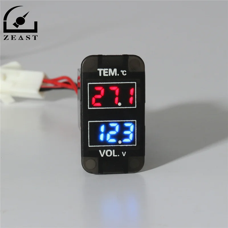 Black Plastic 030V LED Digital Voltmeter Temperature Voltage Temp Gauge 55cm Wire Length