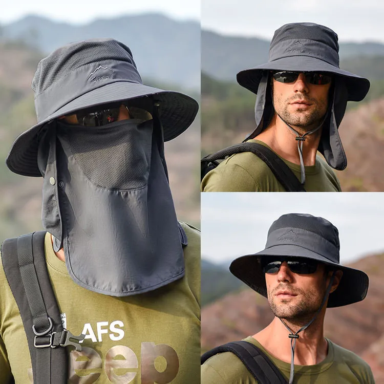 

Summer Outdoor Sun Hat Protection Bucket Boonie Cap Solid Adjustable Fishing Hat