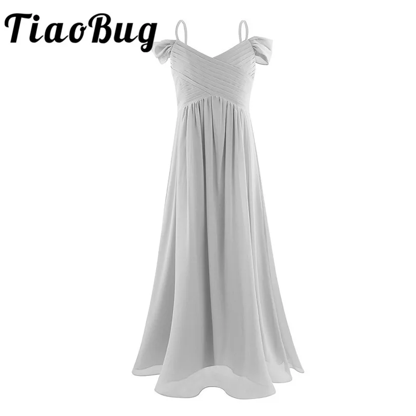 

Navy Blue Flower Girls Dresses For Wedding And Party Off-shoulder Pleated Chiffion Flowers Kids Sweet Lovely Little Girl Dresses