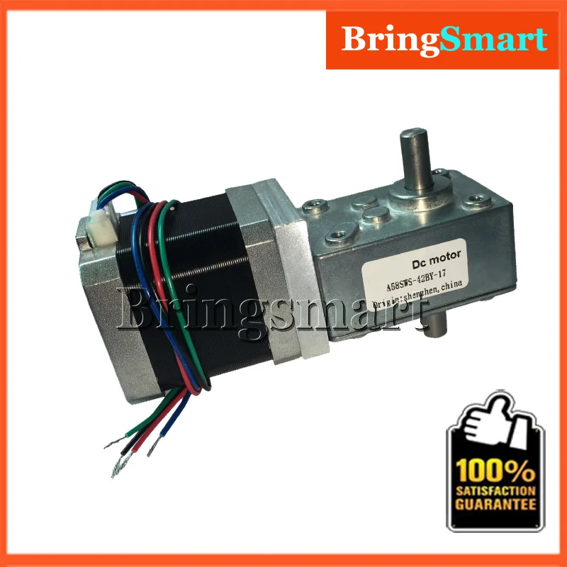 

58SW-42BY 12Volt DC Stepping Geared Motor Dual Output Shaft 24V 4-wire Worm Stepper Reduction Motor High Torque Self-locking