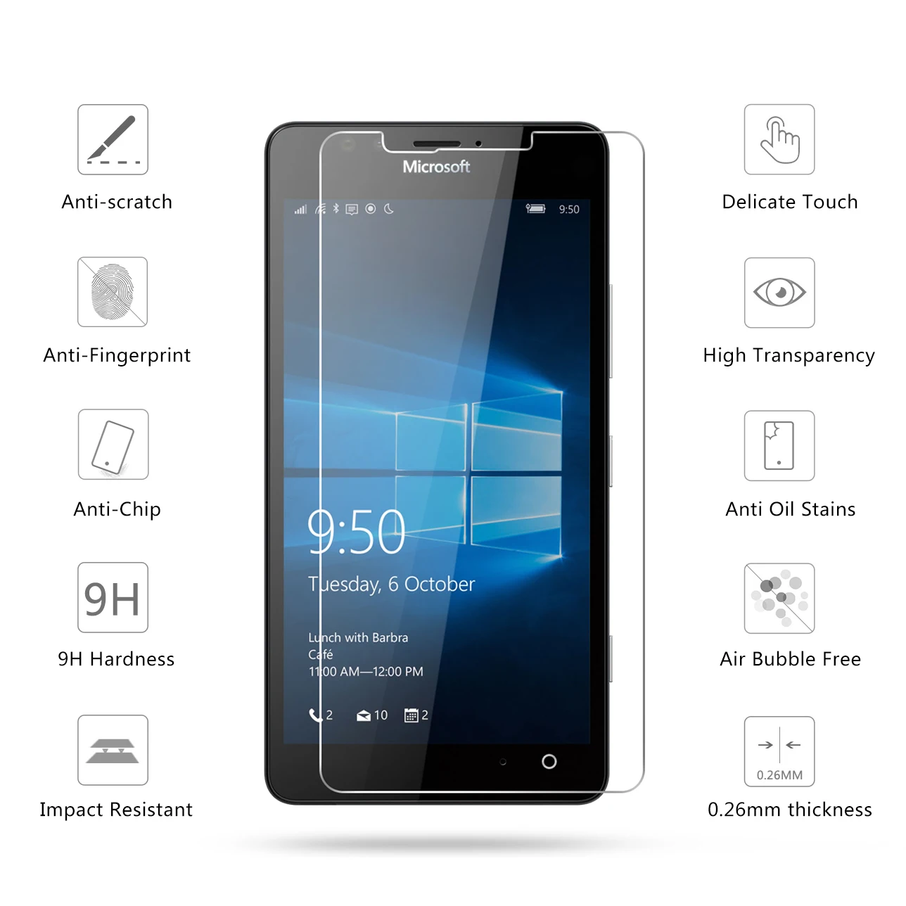 2.5D 0 26 мм 9H Премиум Закаленное стекло для microsoft Lumia 950 Защитная пленка Nokia *|tempered