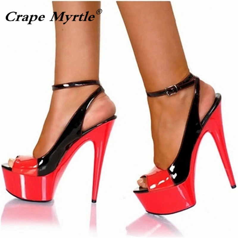 

Hot Fashion Shoes Women Platform High Heels 16CM Female Pumps Peep Toe Leather Red Wedding Shoes Ladies Singles Car Models Shoes