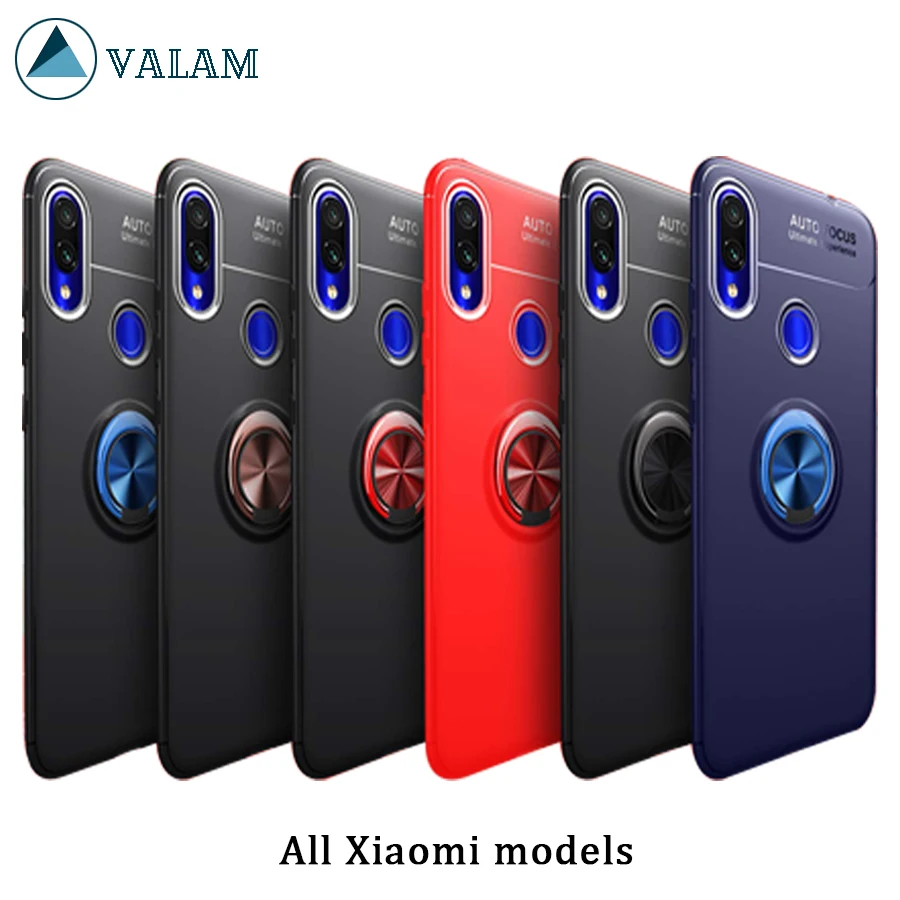 

VALAM Finger Ring Stand Car Holder Case For Xiaomi Redmi Note 7 6 Pro Mi 9 8 SE lite Back Cover Silicone Case For Redmi 6 6A 7