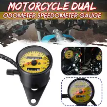Универсальный мотоцикл спидометр одометр 12 в двойной одометр км/ч Спидометр Тахометр светодиодный индикатор подсветка