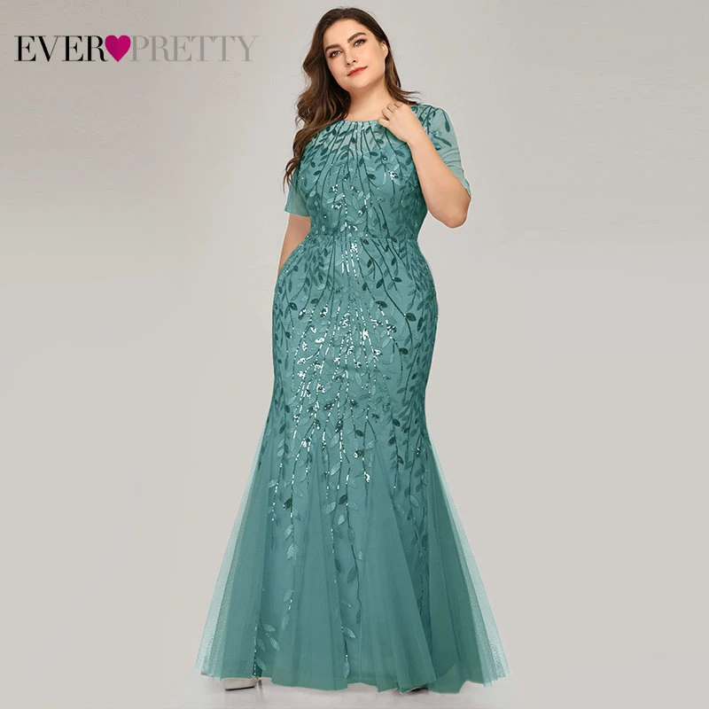 EZ07707DB Вечерние платья с аппликациями Ever Pretty, длинное кружевное платье-русалка большого размера с пайетками, платья разных цветов для вечеринок в стиле Саудовской Аравии, лето-осень - Цвет: EZ07707DB