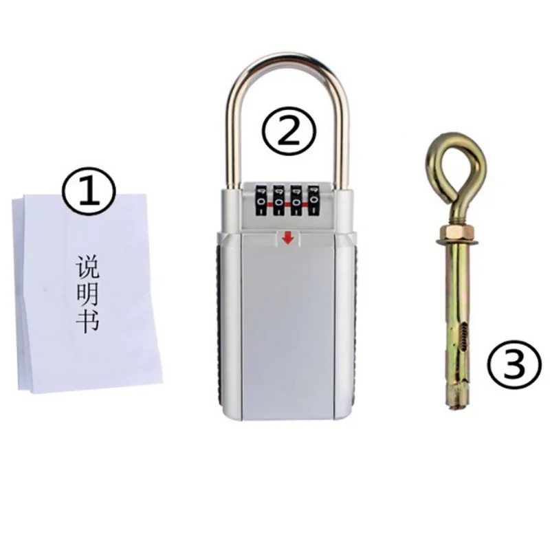 

Keyed Locks Secret Security Padlock Key Storage Box Organizer Zinc Alloy Rust free Safe with 4 Digit Combination Password Hook