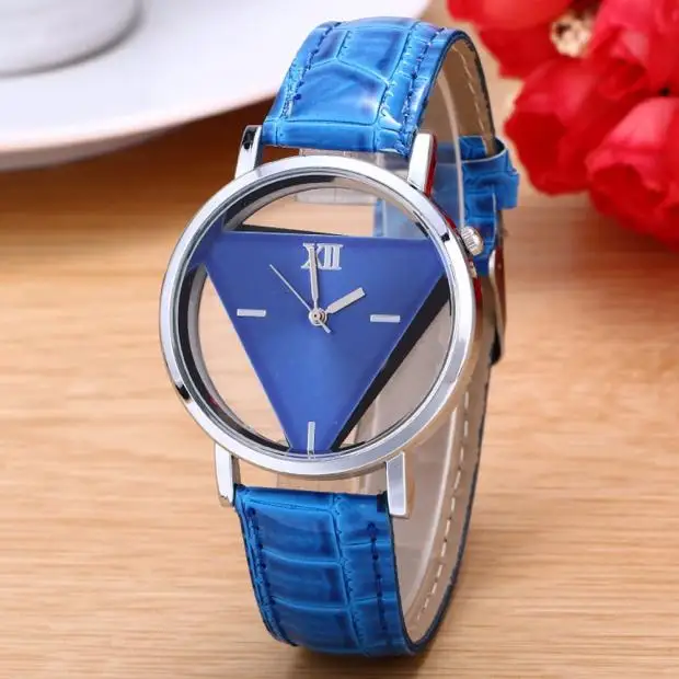 

2019 Fashion Brand Watches ladies Mens Womens Unique Hollowed-out Triangular Dial Black Fashion Watch