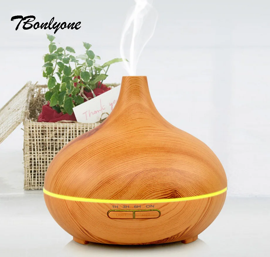 Tbonlyone Dark Wood Grain 300Ml Timer Colorful lamp For Home Humidifier Aroma Essential Oil Ultrasonic Aromatherapy Diffusers ware r in a dark dark wood