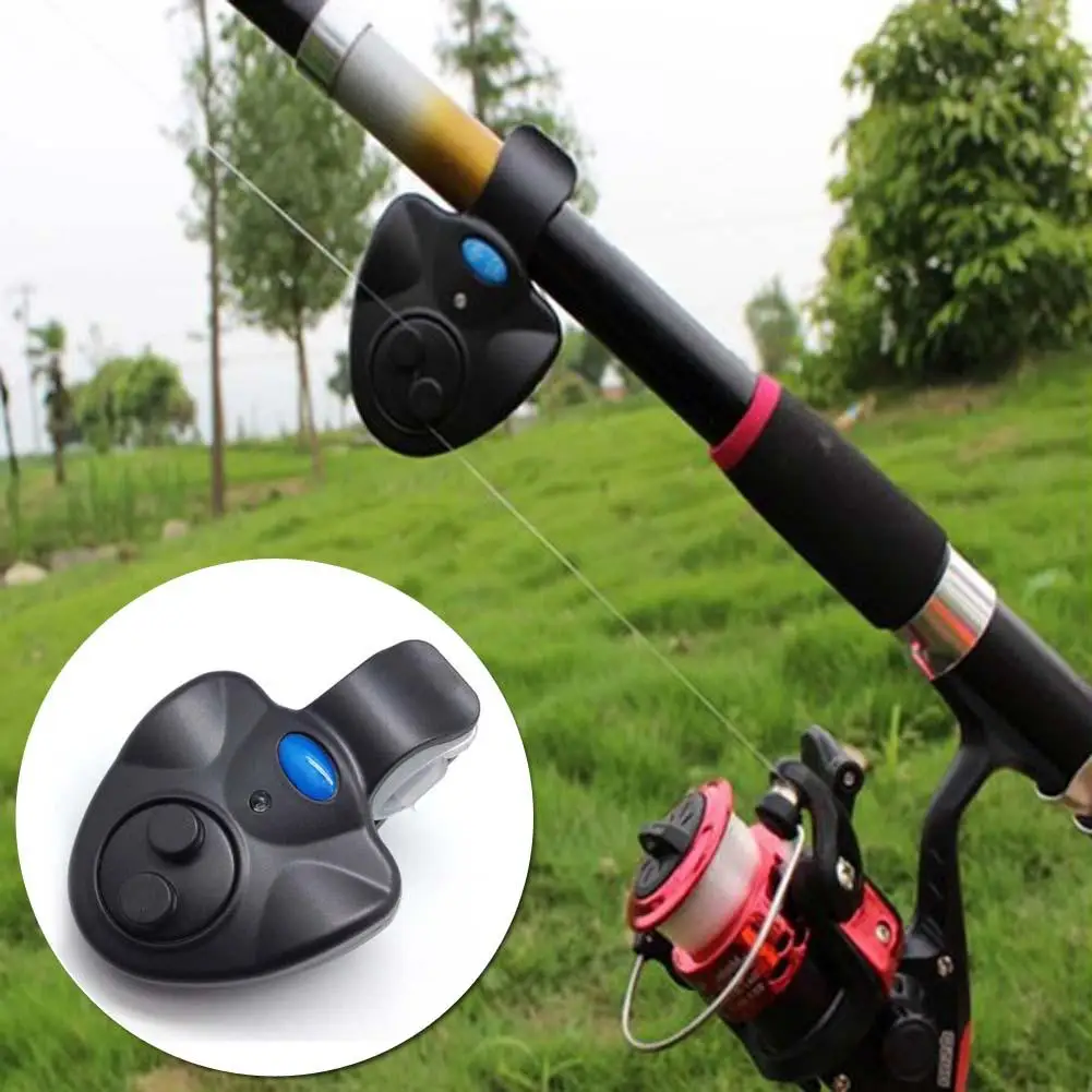 

Black Electronic LED Light Fish Bite Sound Alarm Bell Clip On Fishing Rod NEW