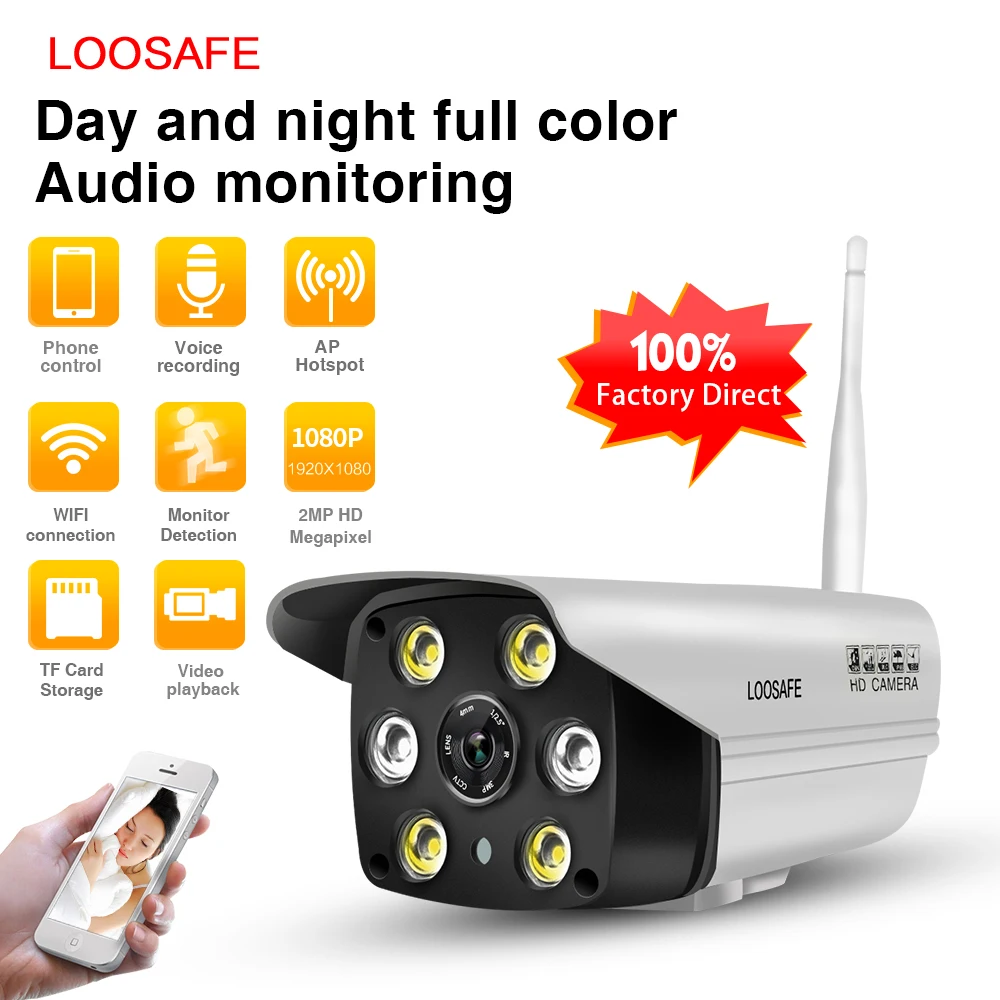 

LOOSAFE Surveillance AP Hotspot Wifi Motion Cameras Outdoor Security IP Camera With Night Vision Full Color onvif Camera IP WIFI