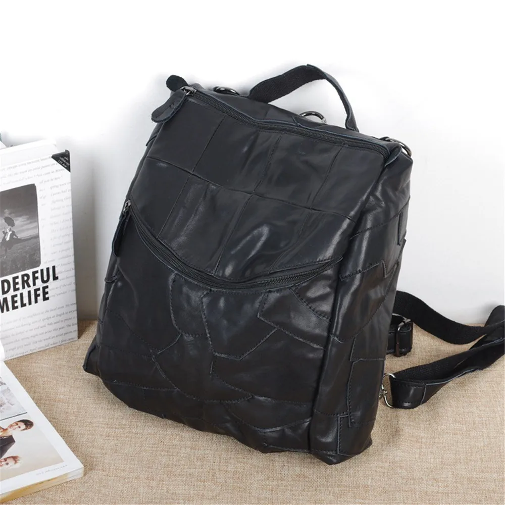 

Caerlif High quality New Backpack sheepskin leather bag backpack Casual geometric pattern stitching ms multi-purpose bag Bolsas