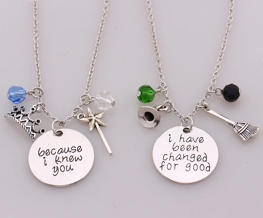 

Wicked Musical Lovers' Necklace Set Because I Knew You I have been Changed for Good Handmade DIY Wicked Cartoon Jewelry