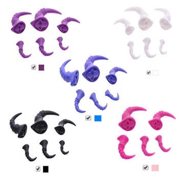 

Showlove-PAIR UV Acrylic Spiral Horn Skull Ear Taper Expander Gauge Piercings Ear Stretcher Plugs Body Jewelry