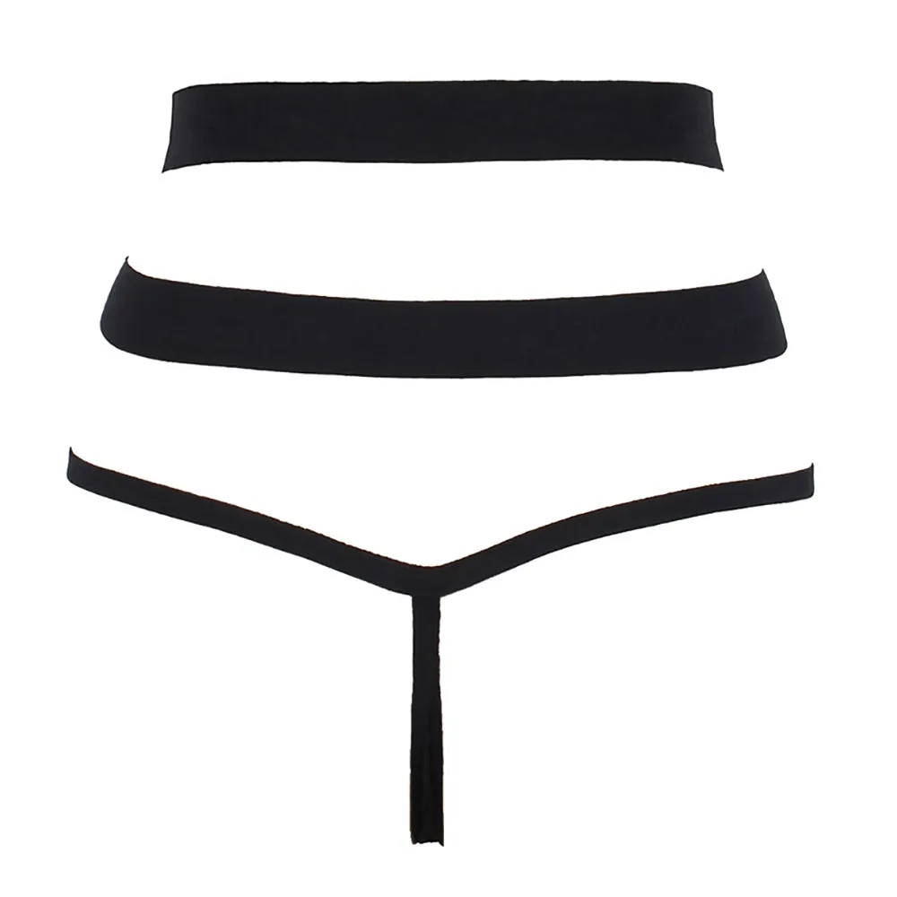 2019 Sexy Black Bandage Underwear Women Fashion High-Rise Ladies Thongs and G Strings Strap Hollow G-String Panties Imitation G