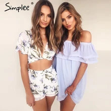 Simplee Chifon ruffle short dress women Off shoulder sleeveless beach summer dress 2017 Lining elastic band sexy dress vestidos