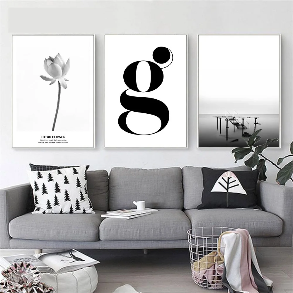 Lotus-Flower-Motivational-Wall-Art-Canvas-Posters-and-Prints-Black-White-Sea-Dock-Landscape-Nordic-Decoration(3)