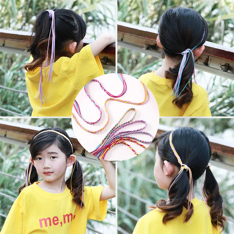 

AHB Fashion Multi-Use Elastic Hair Ropes for Girls Rainbow Rubber Band Ponytail Holder Lovely Girls Headband Hair Accessories